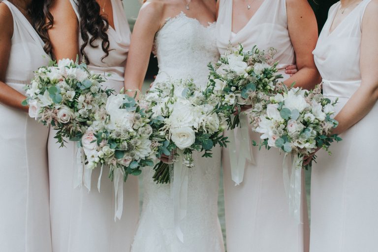White Bridesmaid Wedding bouquets by wedding flowers by Helen Elizabeth
