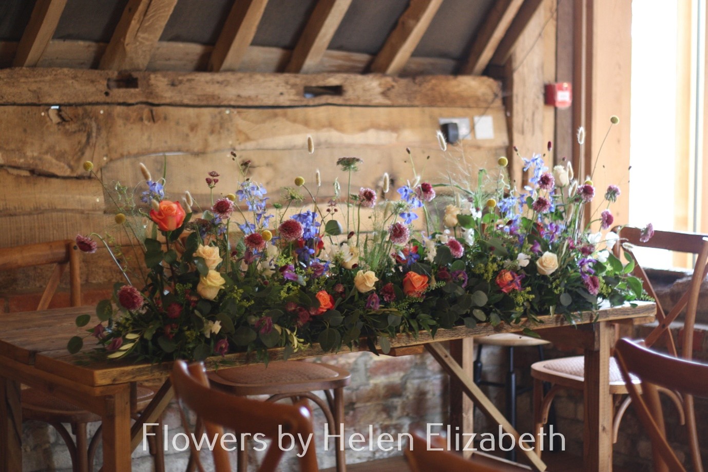 A bouquet of flowers on a table at Silchester Farm