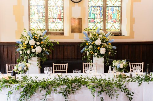 table flowers at Bradfield College